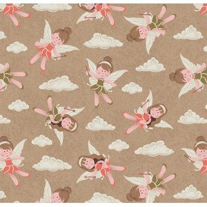 Tecido Estampado Fadas cor - 01 (Bege)